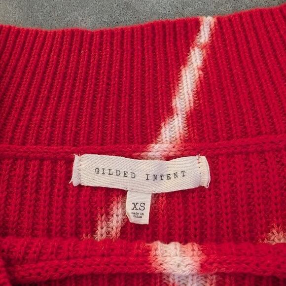 BUCKLE Gilded Intent Knit Sweater Size XS Red White Boho 100% Cotton Holiday XS - Picture 5 of 7